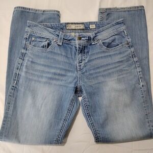 BKE Harper Bootcut Jeans Mens 32L 32x32 Light Wash Distressed Denim